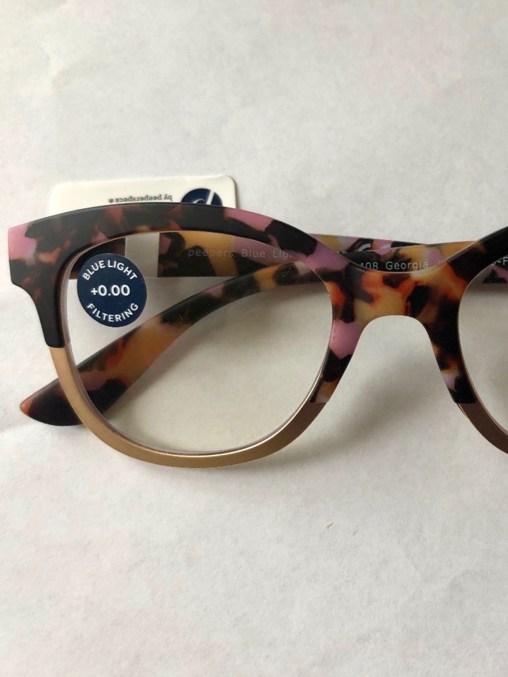 NEW Peepers Georgia Pink Botanica & Gold Blue Light Filtering Glasses